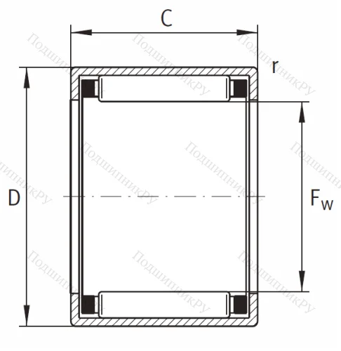 Игольчатый подшипник HK 3512 B от производителя  INA