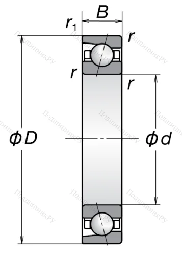 Однорядный шариковый подшипник 7206 AW от производителя  NSK