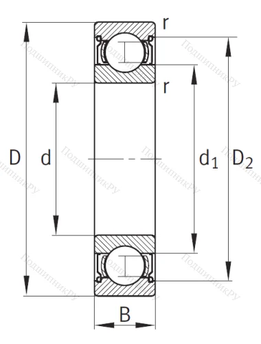 Однорядный шариковый подшипник 6204 C 2Z от производителя  FAG