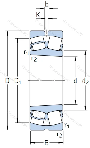 Сферический роликовый подшипник с конической посадкой на вал 23128 CCK/W 33 от производителя  SKF
