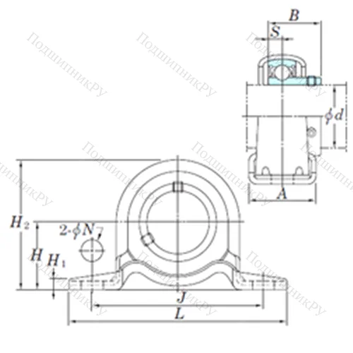 Подшипниковый узел шариковый радиальный SBPP 206-20