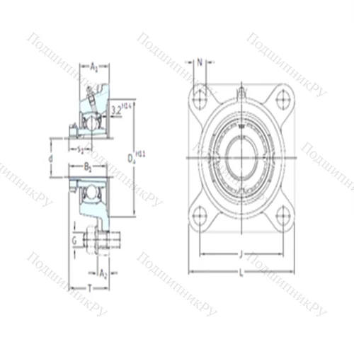 Подшипниковый узел шариковый радиальный FYJ 60 KF+HS 2312