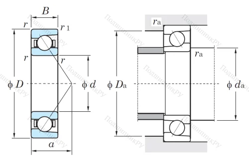 Однорядный шариковый подшипник 7206 B от производителя  KOYO