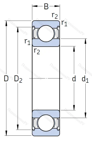 Однорядный шариковый подшипник 6201 2Z/C 3 от производителя  SKF