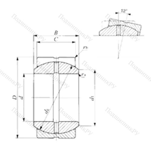 Подшипник скольжения сферический SBB 16