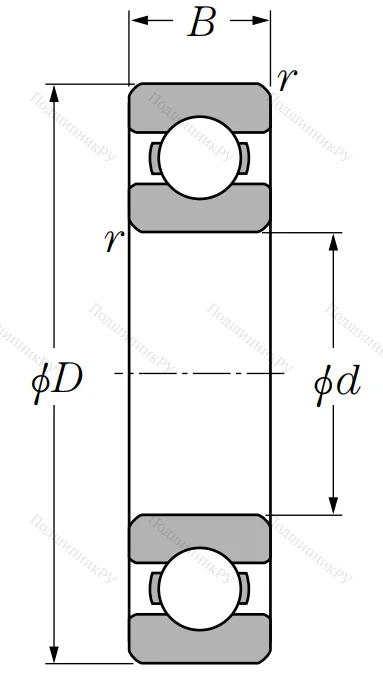 Однорядный шариковый подшипник 6024