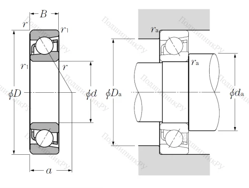 Однорядный шариковый подшипник 7024 (46124) от производителя  NTN