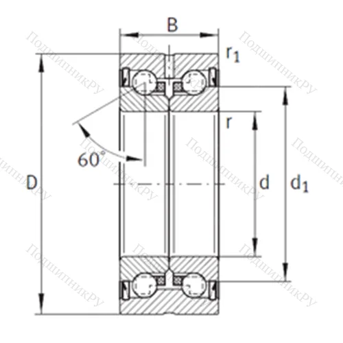 Подшипник шариковый упорно-радиальный ZKLN 3072-2RS от производителя  INA