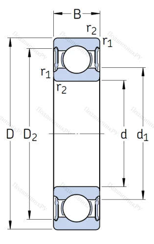 Однорядный шариковый подшипник 6309 2RS 1/C 3 от производителя  SKF