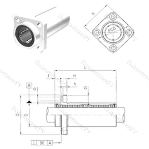 Подшипник шариковый линейный LMKP 12LUU