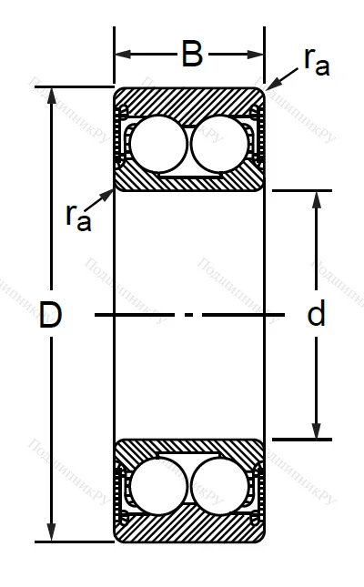 Радиально-упорный шариковый подшипник 3056309 2RS (3309 A 2RSTN)