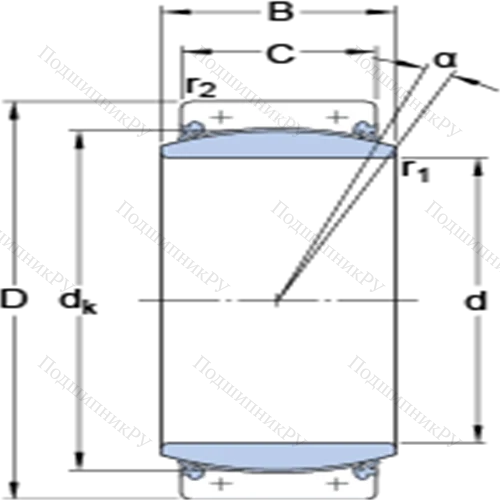 Радиальные сферические подшипники скольжения с контактными поверхностями сталь/сталь, требующие техобслуживания GEC 630 TXA-2RS