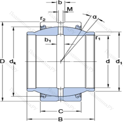 Радиальные сферические подшипники скольжения с контактными поверхностями сталь/сталь, требующие техобслуживания GEZM 112 ESX-2LS