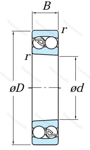 Двухрядный шариковый подшипник 2210 K от производителя  KOYO