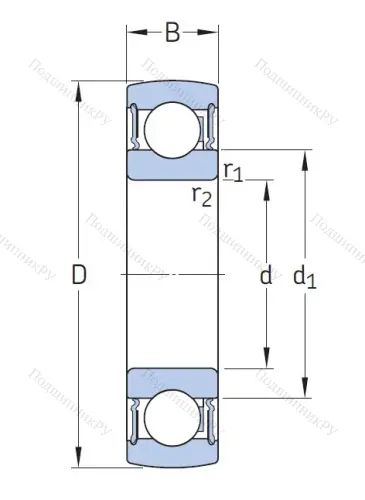 Однорядный шариковый подшипник 1726209-2RS 1 от производителя  SKF