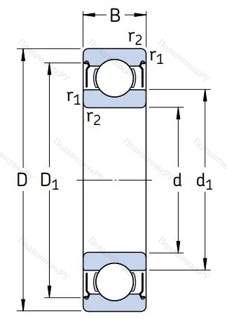 Однорядный шариковый подшипник W 6001 2Z в Владикавказе
