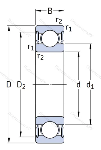 Шариковый однорядный подшипник 180211 (6211 2RS) в Владикавказе