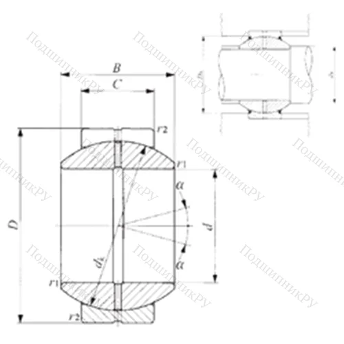 Подшипник скольжения сферический GE 45GS от производителя  IKO