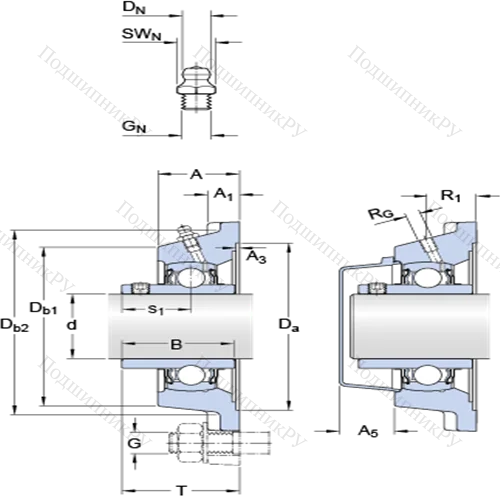 Фланцевые подшипниковые узлы типа Y (корпус типа Y-TECH, квадратный фланец, крепление стопорными винтами) FY 1.3/4 TF