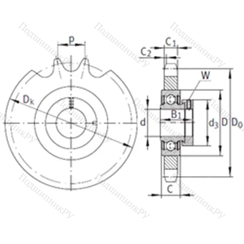 Подшипниковый узел шариковый радиальный KSR 15-B 0-06-10-20-08