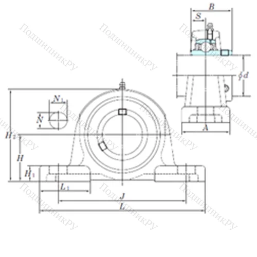 Подшипниковый узел шариковый радиальный UCP 206-19