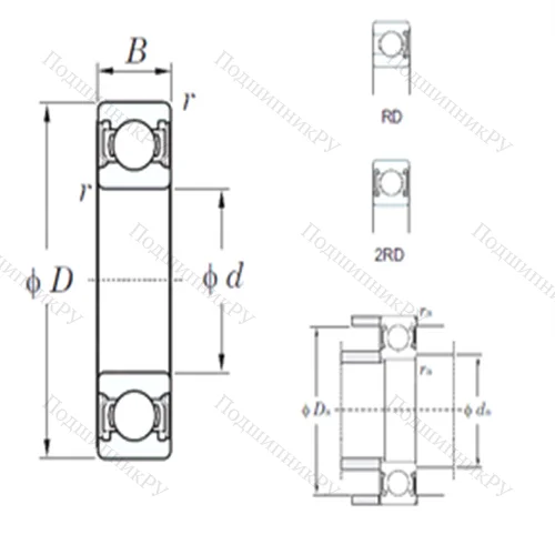 Подшипник шариковый радиальный 62/28-2RD