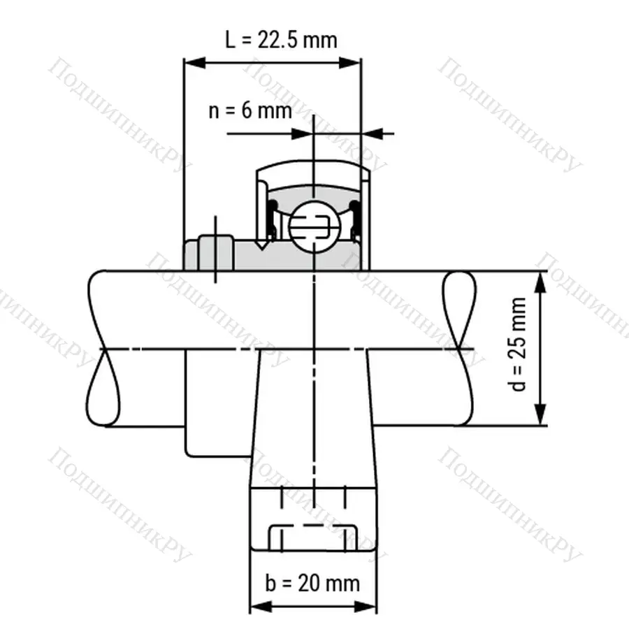 Подшипниковый узел KP 005-ST - Вал: 25 мм