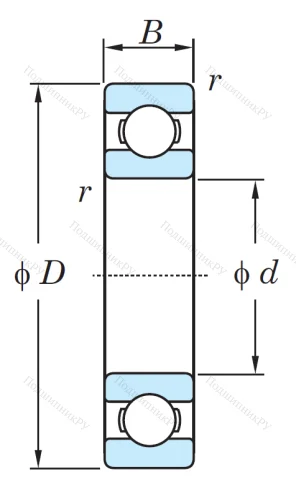 Однорядный шариковый подшипник 6207 CM от производителя  KOYO