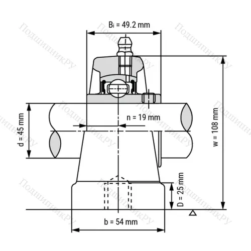 Подшипниковый узел UCPA 209 - Вал: 45 мм от производителя  LPZ