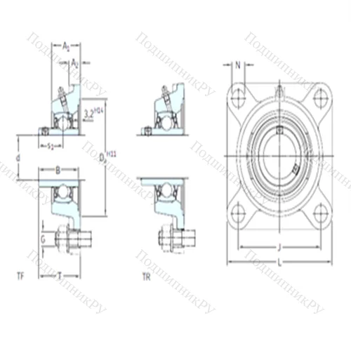 Подшипниковый узел шариковый радиальный FY 1.1/16 TF