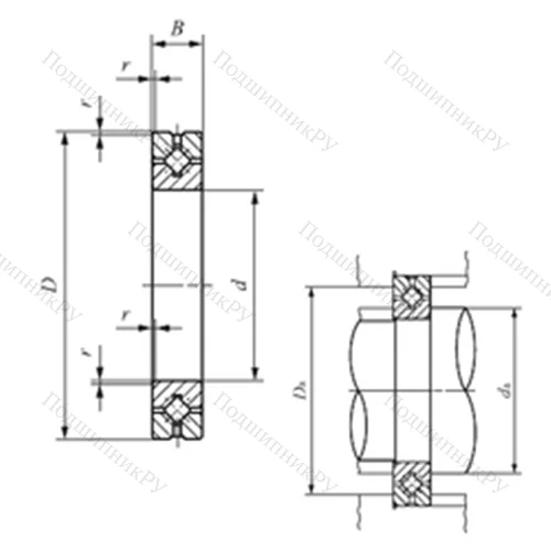 Подшипник роликовый упорно-радиальный с четырехточечным контактом CRBH 9016 A