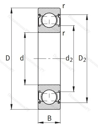 Однорядный шариковый подшипник 6012 2Z