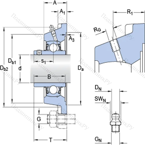 Фланцевые подшипниковые узлы типа Y (корпус типа Y-TECH, квадратный фланец, крепление стопорными винтами) FYJ 1. TF