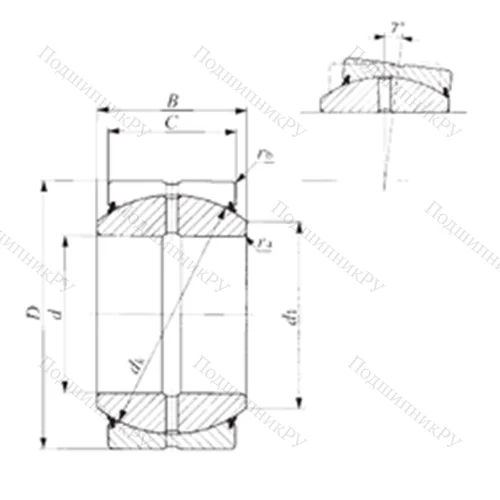 Подшипник скольжения сферический SBB 76-2RS