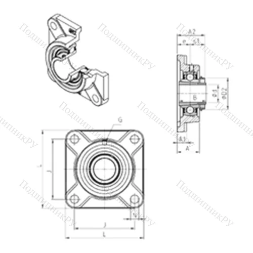 Подшипниковый узел шариковый радиальный UKF 207H