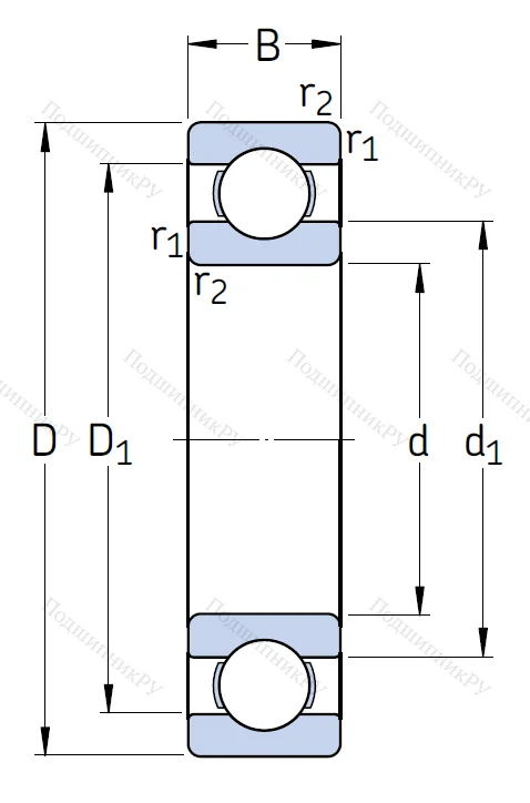 Однорядный шариковый подшипник 6013