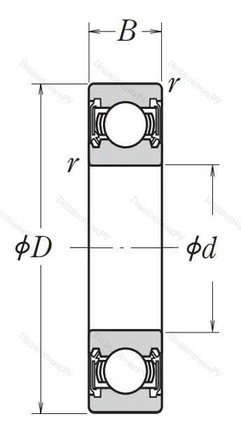 Однорядный шариковый подшипник 6816 DDU