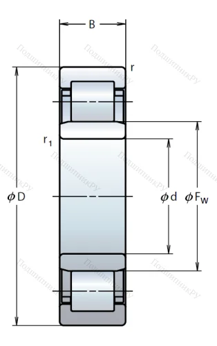 Роликовый цилиндрический подшипник NU 210 W / EW от производителя  NSK