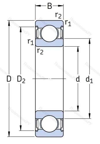 Однорядный шариковый подшипник 6304 2Z от производителя  SKF