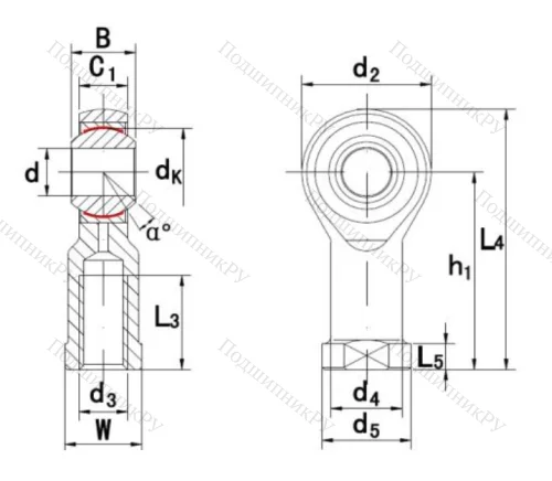 Шарнирная головка с внутренней правой резьбой GIKR 8 PW A в Владикавказе