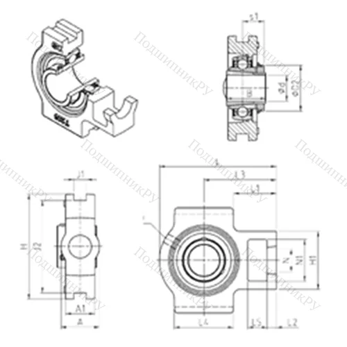Подшипниковый узел шариковый радиальный UKT 205H