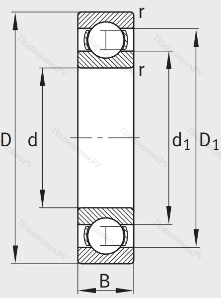 Однорядный шариковый подшипник 6030 C 3