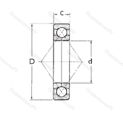 Подшипник шариковый радиально-упорный с четырёхточечным QJ 306
