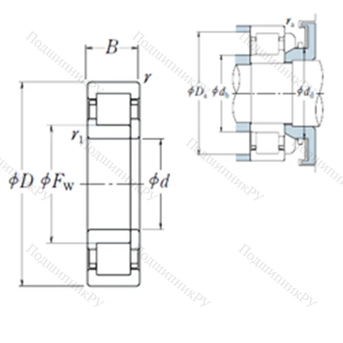 Подшипник роликовый радиальный NUP 408 от производителя  NSK