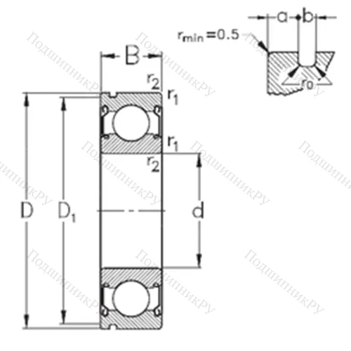 Подшипник шариковый радиальный 6021-2Z-N