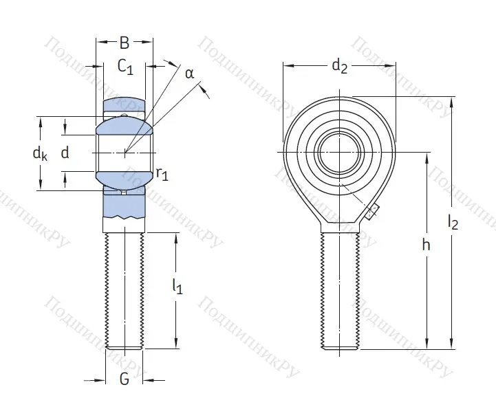 Наконечник штока с внешней реьбой SAKAC 22 M