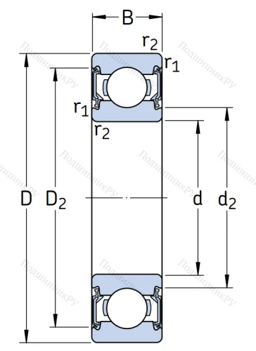 Однорядный шариковый подшипник 6000 2RSLTN 9/CNHLT от производителя  SKF