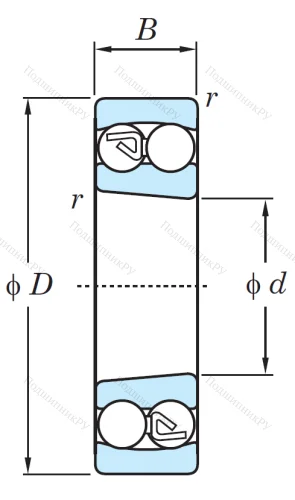 Двухрядный шариковый подшипник 2307 K MG от производителя  KOYO