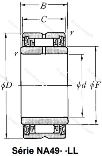 Игольчатый подшипник NA 4900 LL/3AS от производителя  NTN