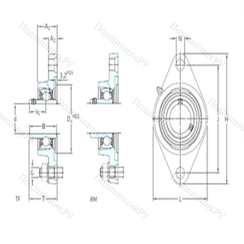 Подшипниковый узел шариковый радиальный FYTB 1. TF